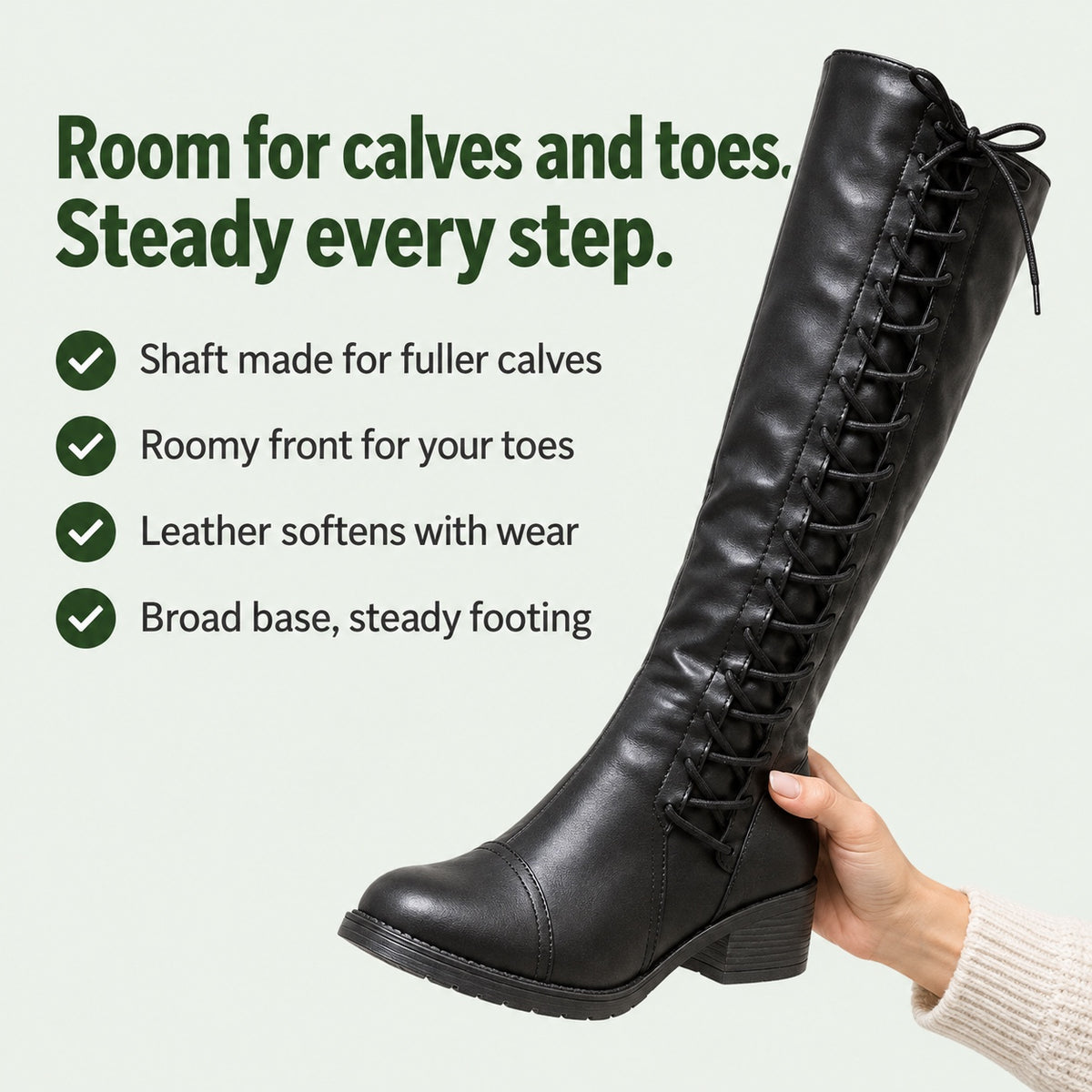 Gloria – Women's Wide Calf Boots, key benefits