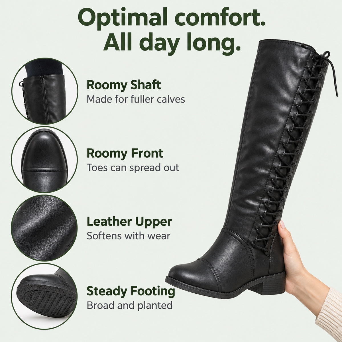 Gloria – Women's Wide Calf Boots, features