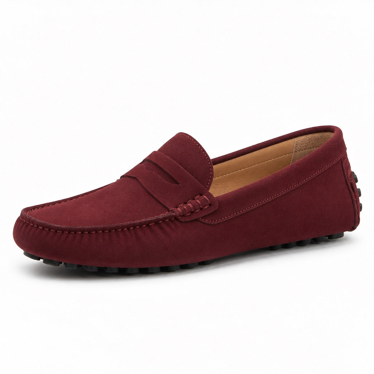 Harvey – Men's Wide Toe Box Loafers in Wine Red