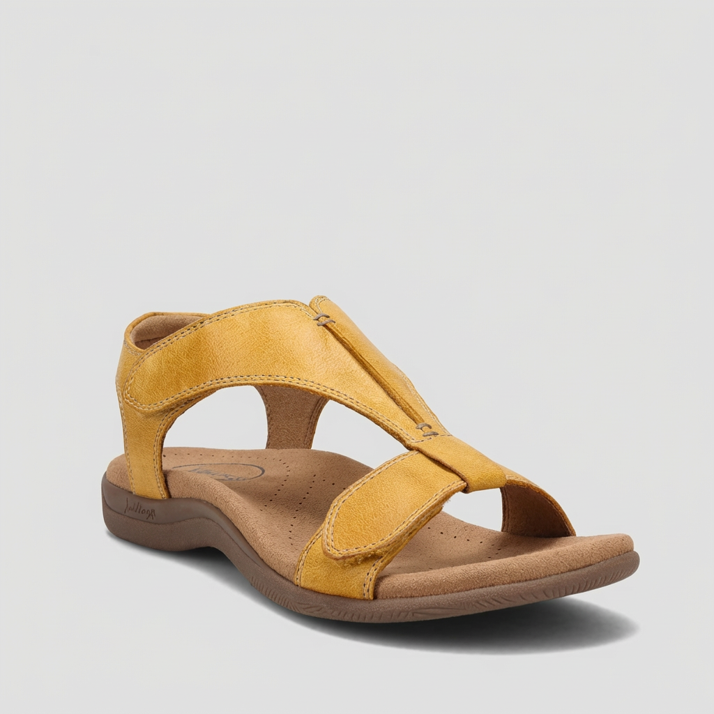 Orthopedic T-Strap Sandals with Supportive Padded Sole and Adjustable Straps