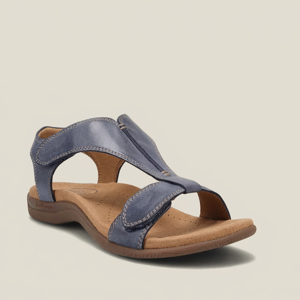 Orthopedic T-Strap Sandals with Supportive Padded Sole and Adjustable Straps