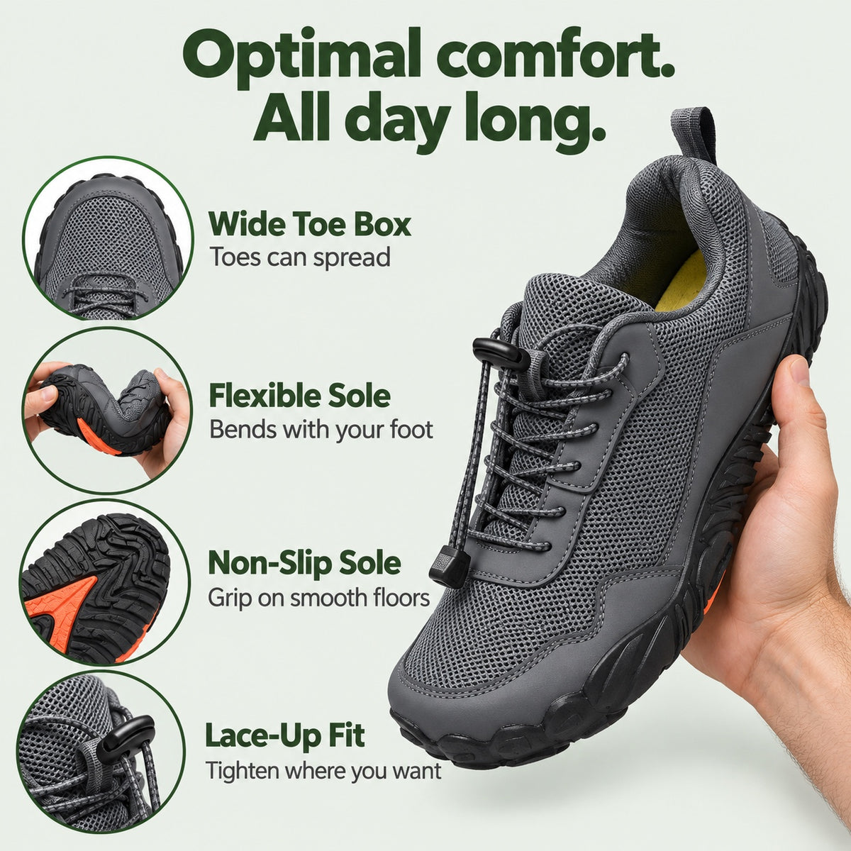 Horace – Men's Wide Toe Box Sneakers, features
