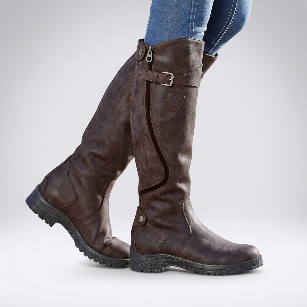 Women's Orthopedic Tall Boots – Anti-Slip Outsole, Adjustable Buckle Closure
