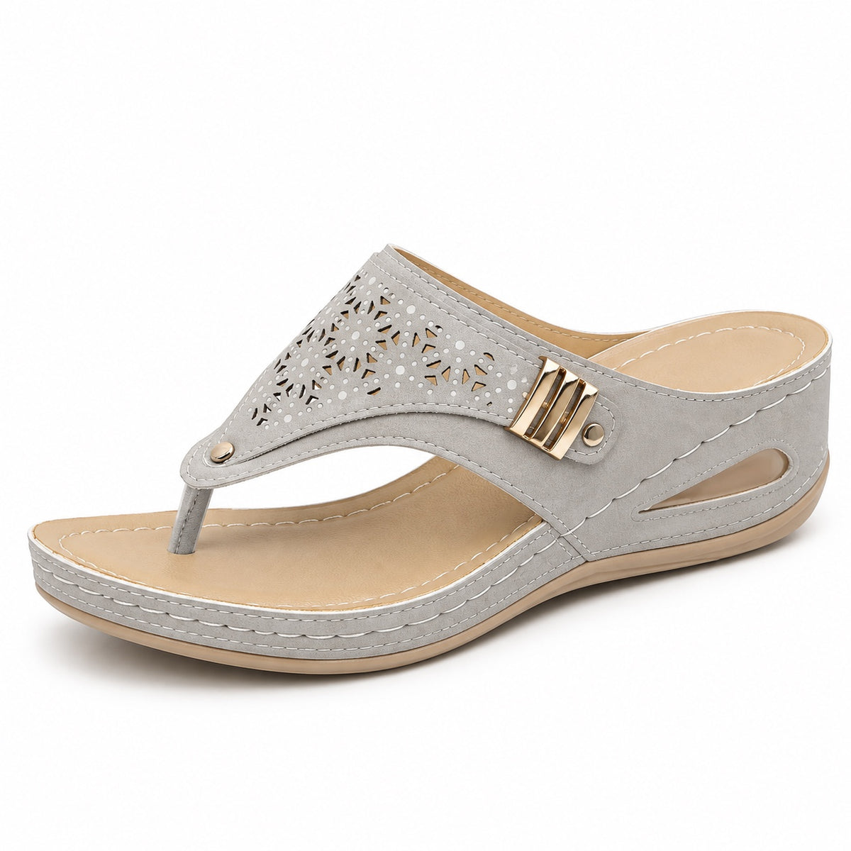 Hubbard – Women's Wide Toe Box Sandals in Gray-Hollow Out
