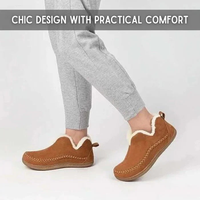 Winter Comfort Shoes with Orthopedic Footbed and Fleece Lining, Anti-Slip Sole