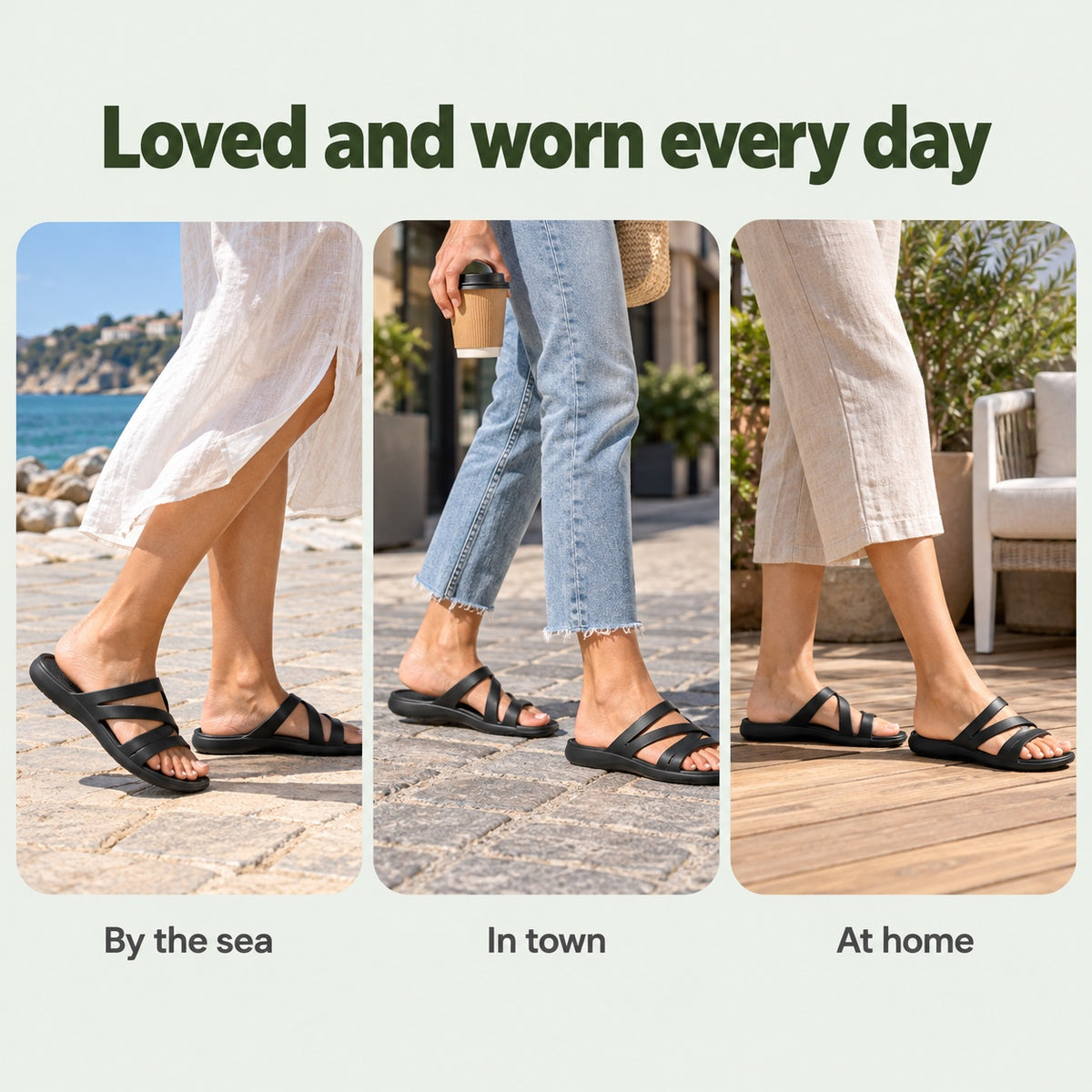 Indigo – Women's Wide Toe Box Sandals, worn every day