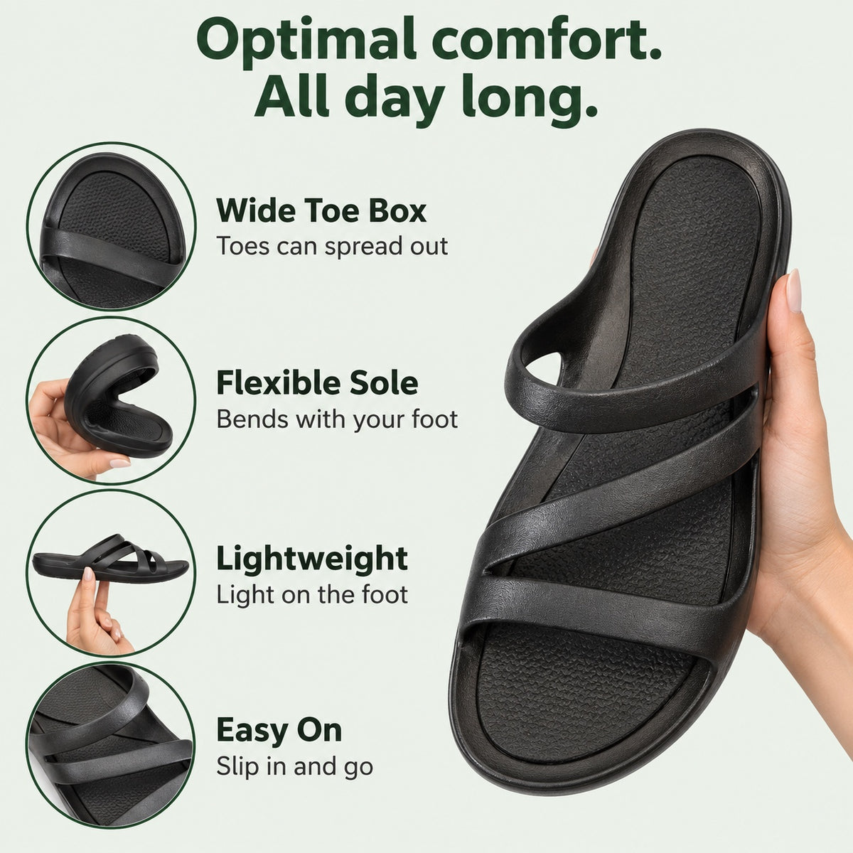 Indigo – Women's Wide Toe Box Sandals, features