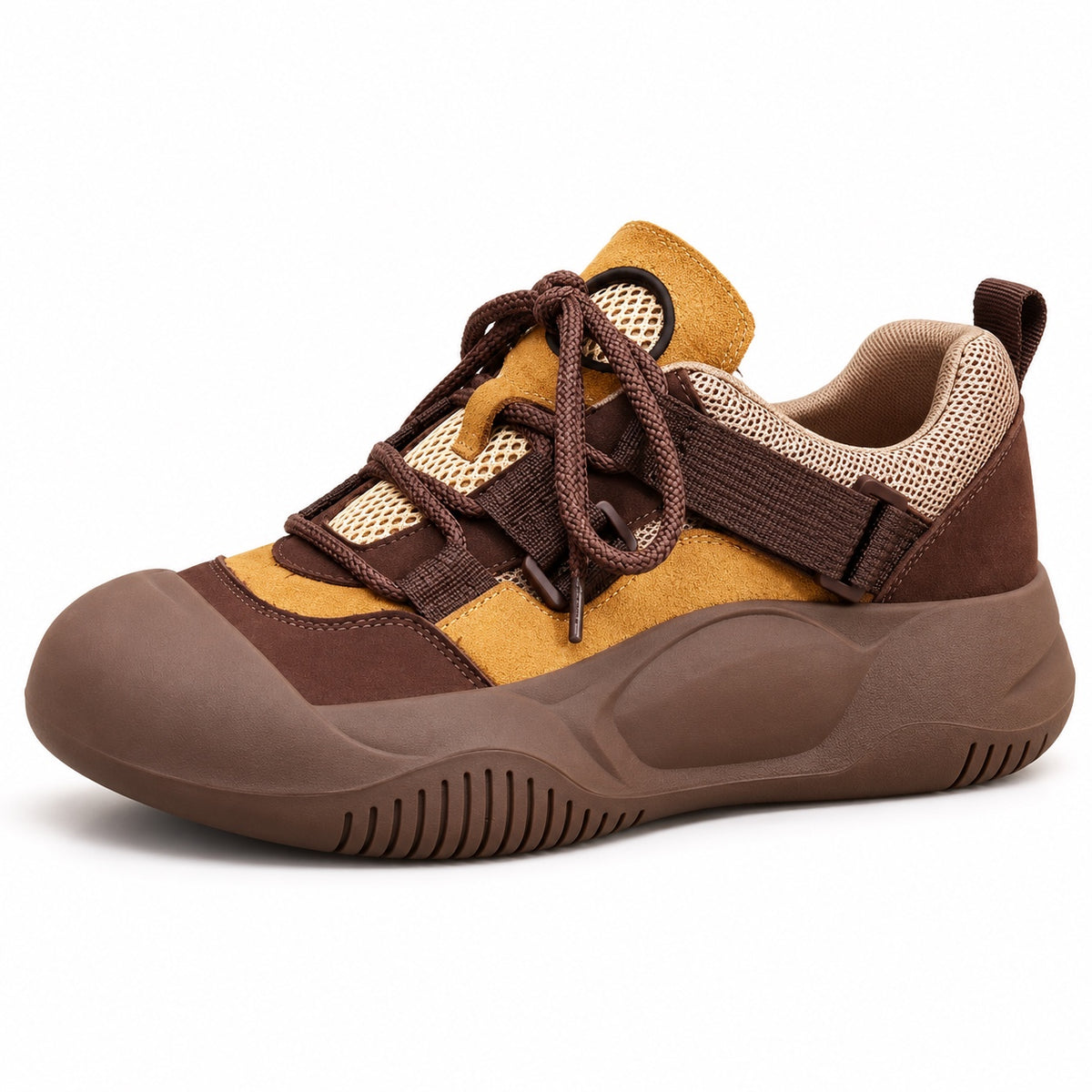 Jacquelyn – Women's Wide Toe Box Sneakers in Brown Yellow