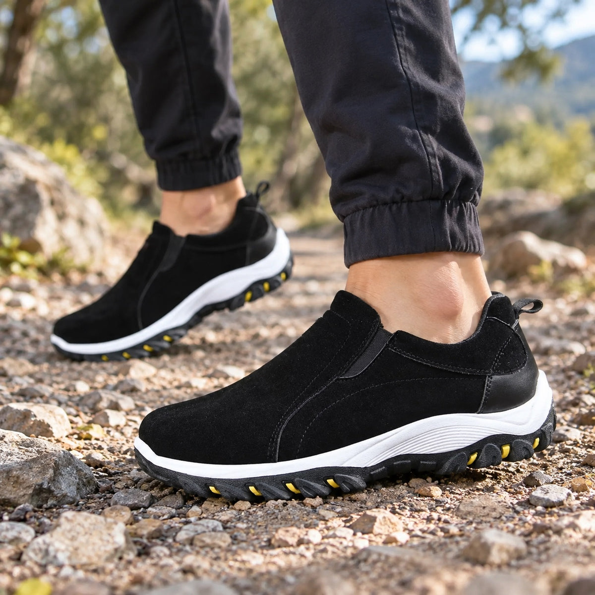 Jeffery – Men's Slip-On Shoes, worn on a walk
