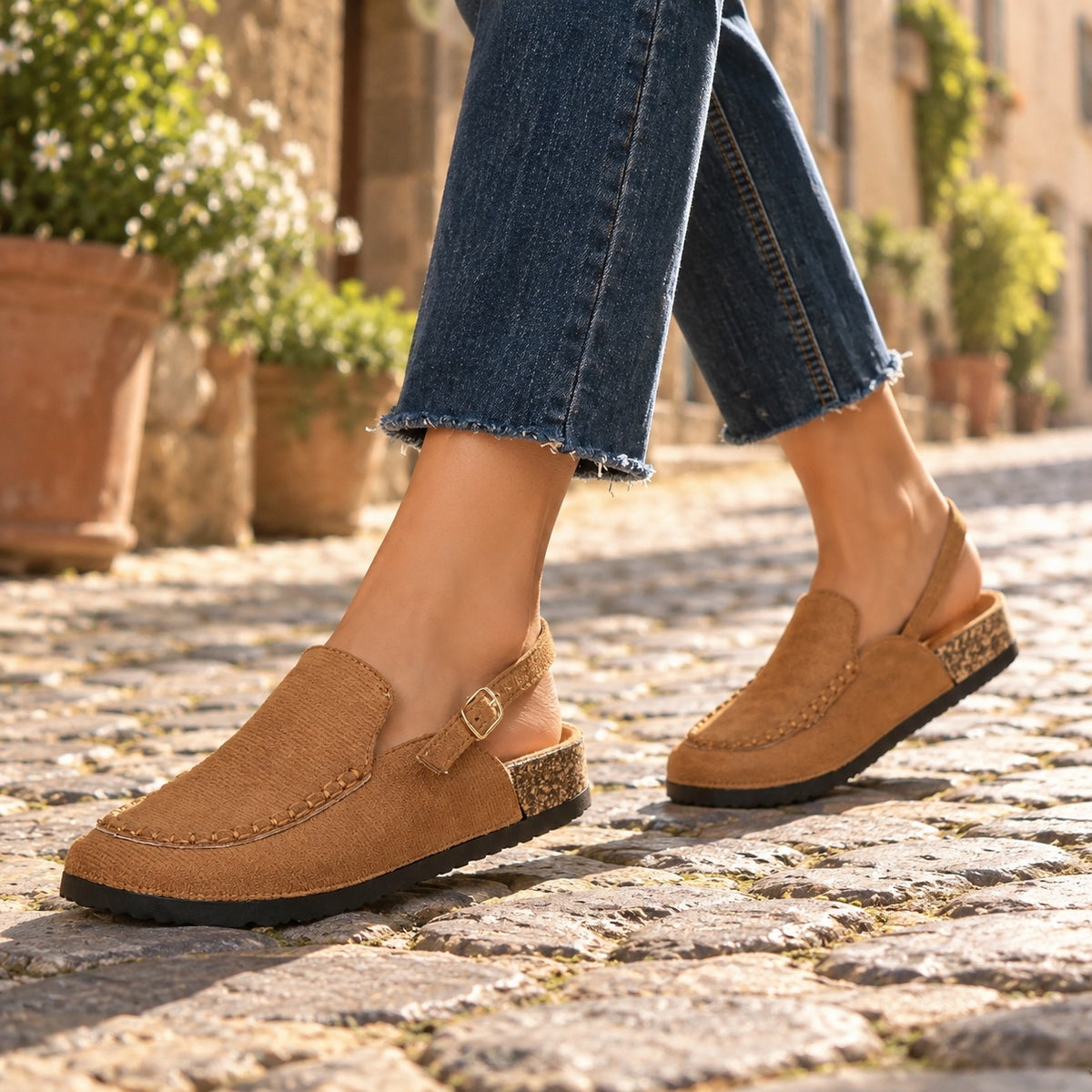 Johanna – Women's Slip-On Loafers, worn on a walk