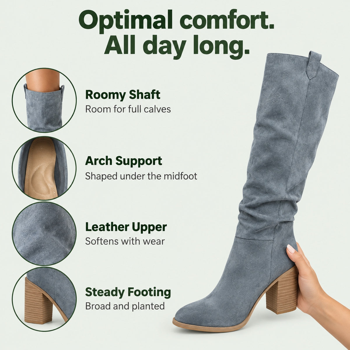 Kara – Women's Wide Calf Boots, features