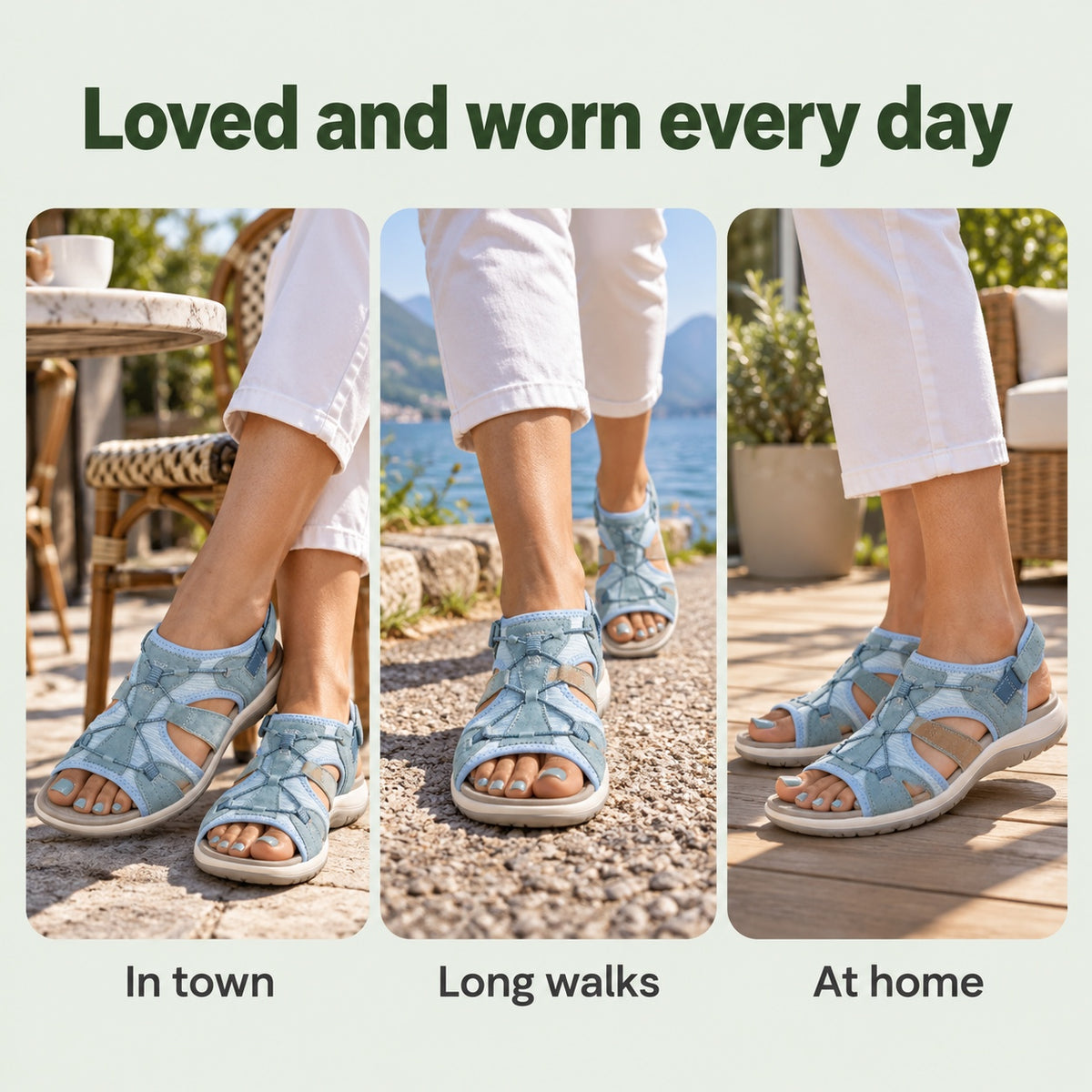 Kerry – Unisex Wide Toe Box Sandals, worn every day