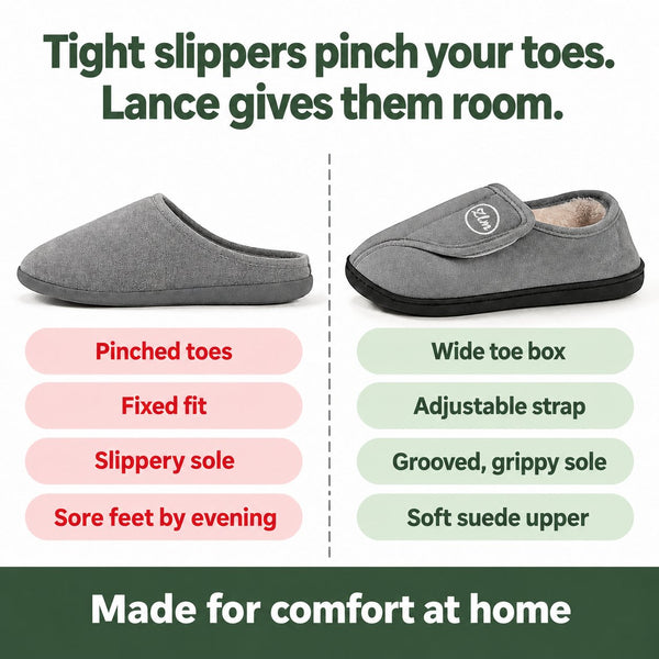 Lance – Men's Comfort Slippers, compared with an ordinary shoe