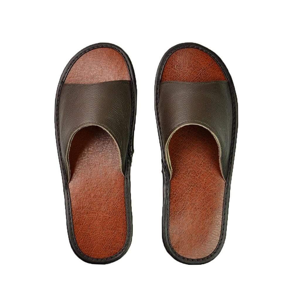 Ladies Wide Slippers - Comfortable Leather Sandals