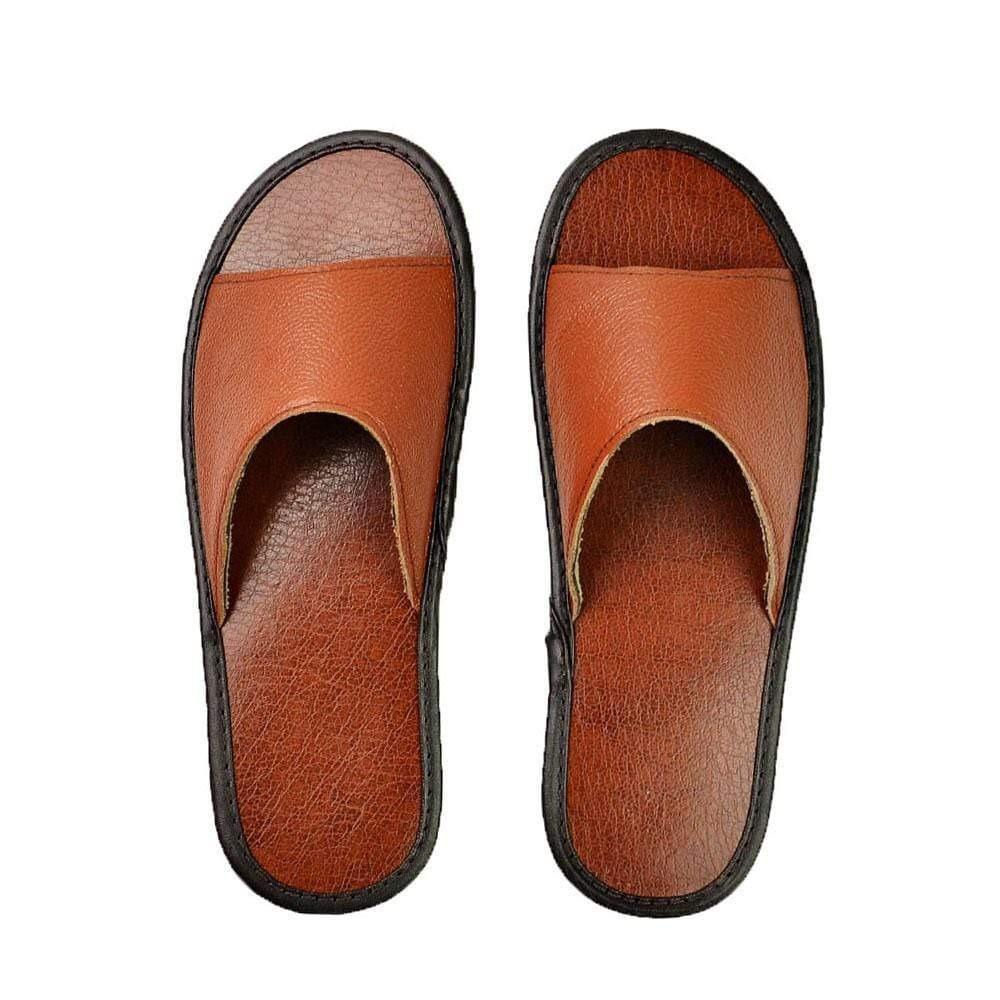 Ladies Wide Slippers - Comfortable Leather Sandals