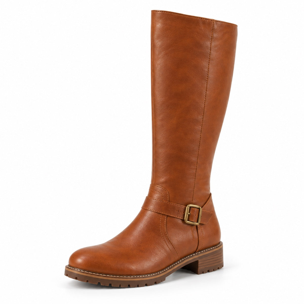 Lennox – Unisex Wide Calf Boots in Cognac