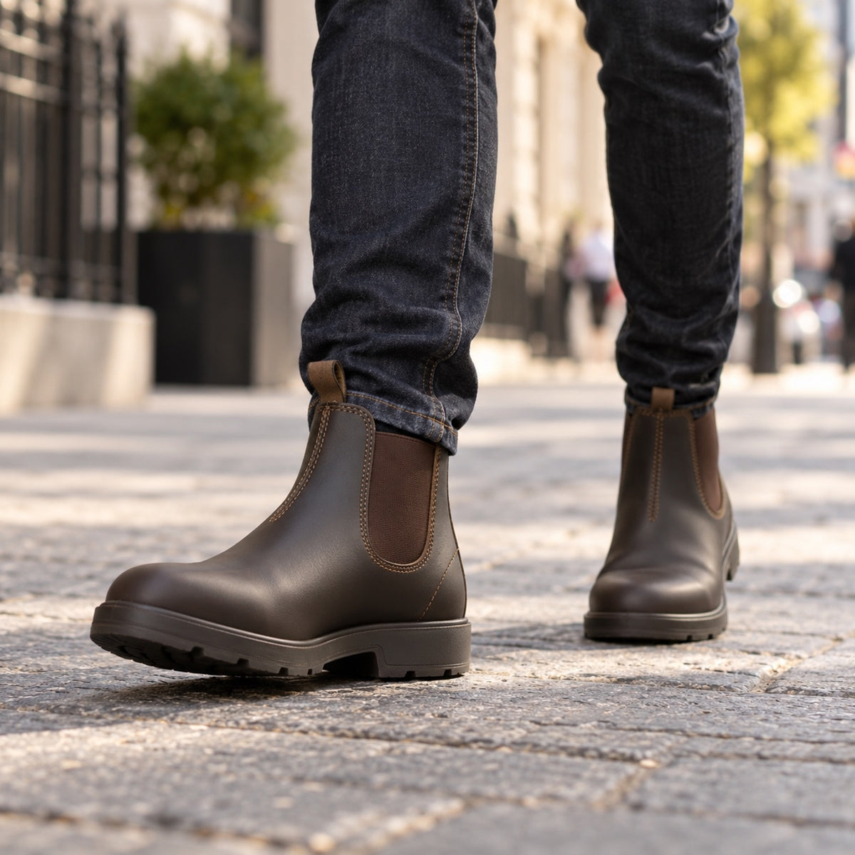 Leroy – Men's Wide Calf Boots, worn on a walk