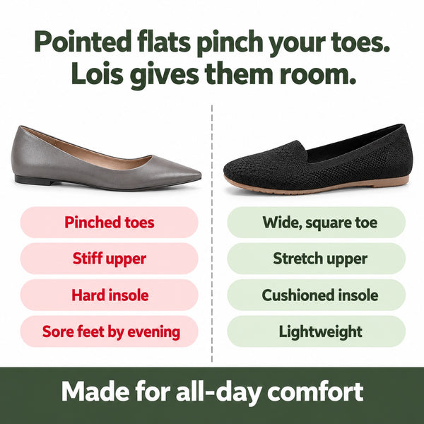 Lois – Women's Wide Toe Box Shoes, compared with an ordinary shoe
