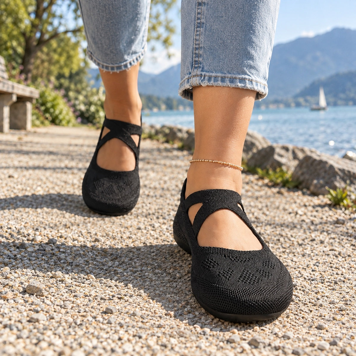 Lydia – Women's Barefoot Flats, worn on a walk
