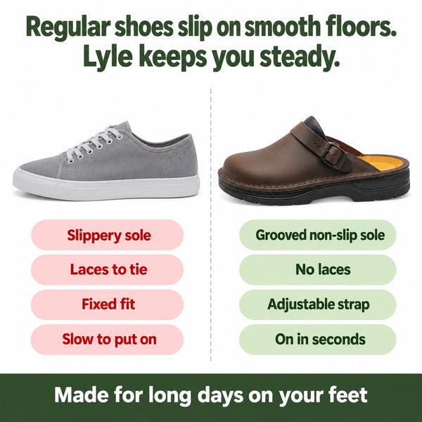 Lyle – Men's Nursing Clogs, compared with an ordinary shoe