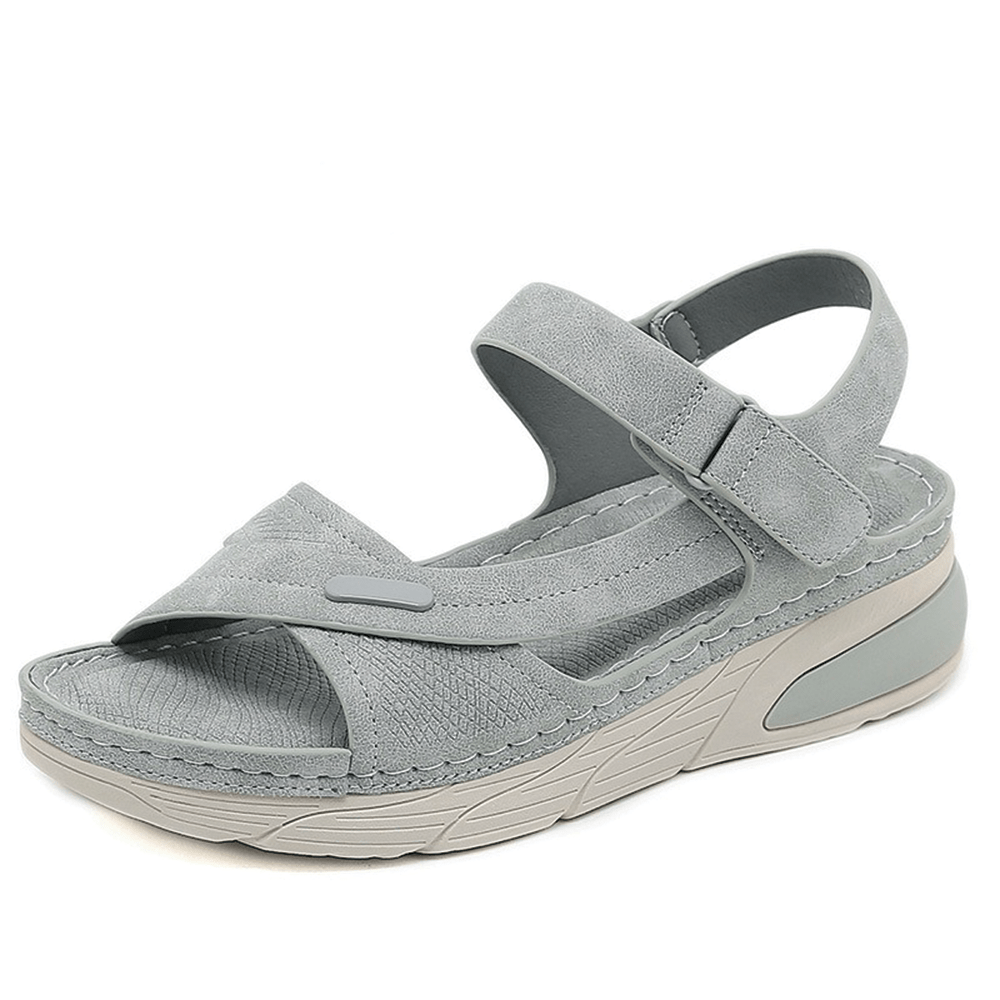 Women's Orthopedic Wedge Sandals Comfort Walking Shoes with Hook and Loop Straps