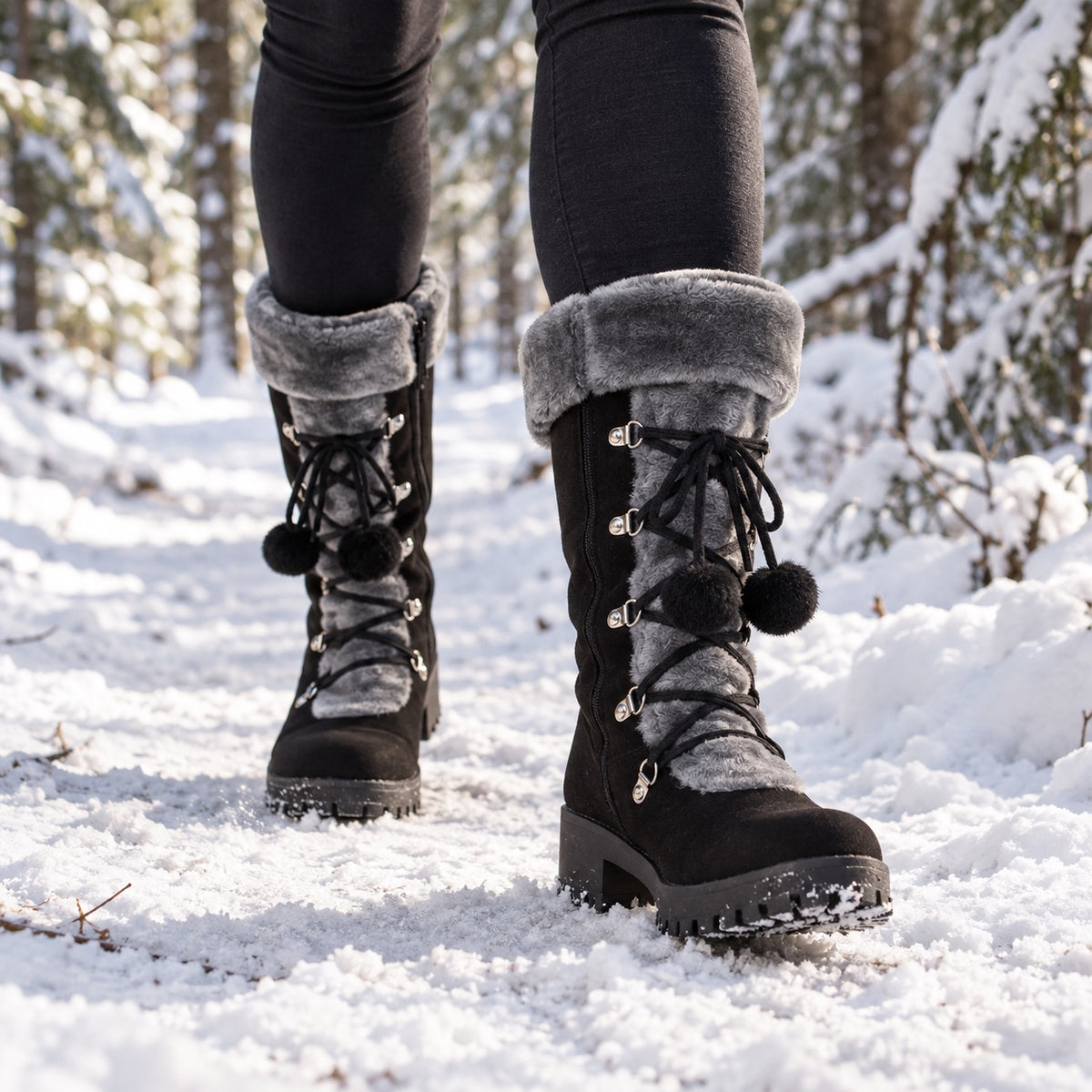 Margie – Women's Wide Calf Boots, worn on a walk