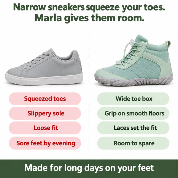 Marla – Women's Nursing Sneakers, compared with an ordinary shoe