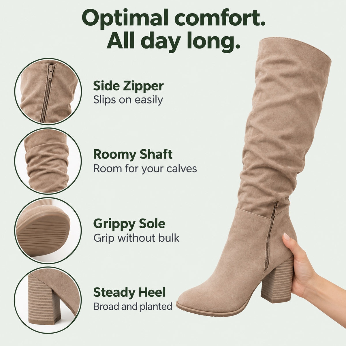 Meghan – Women's Wide Calf Boots, features