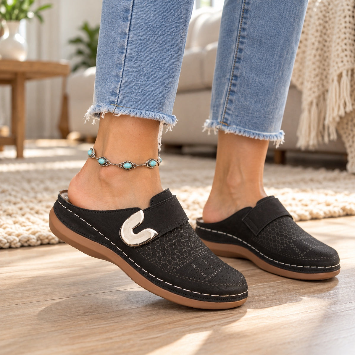 Miranda – Women's Comfort Slippers, worn on a walk