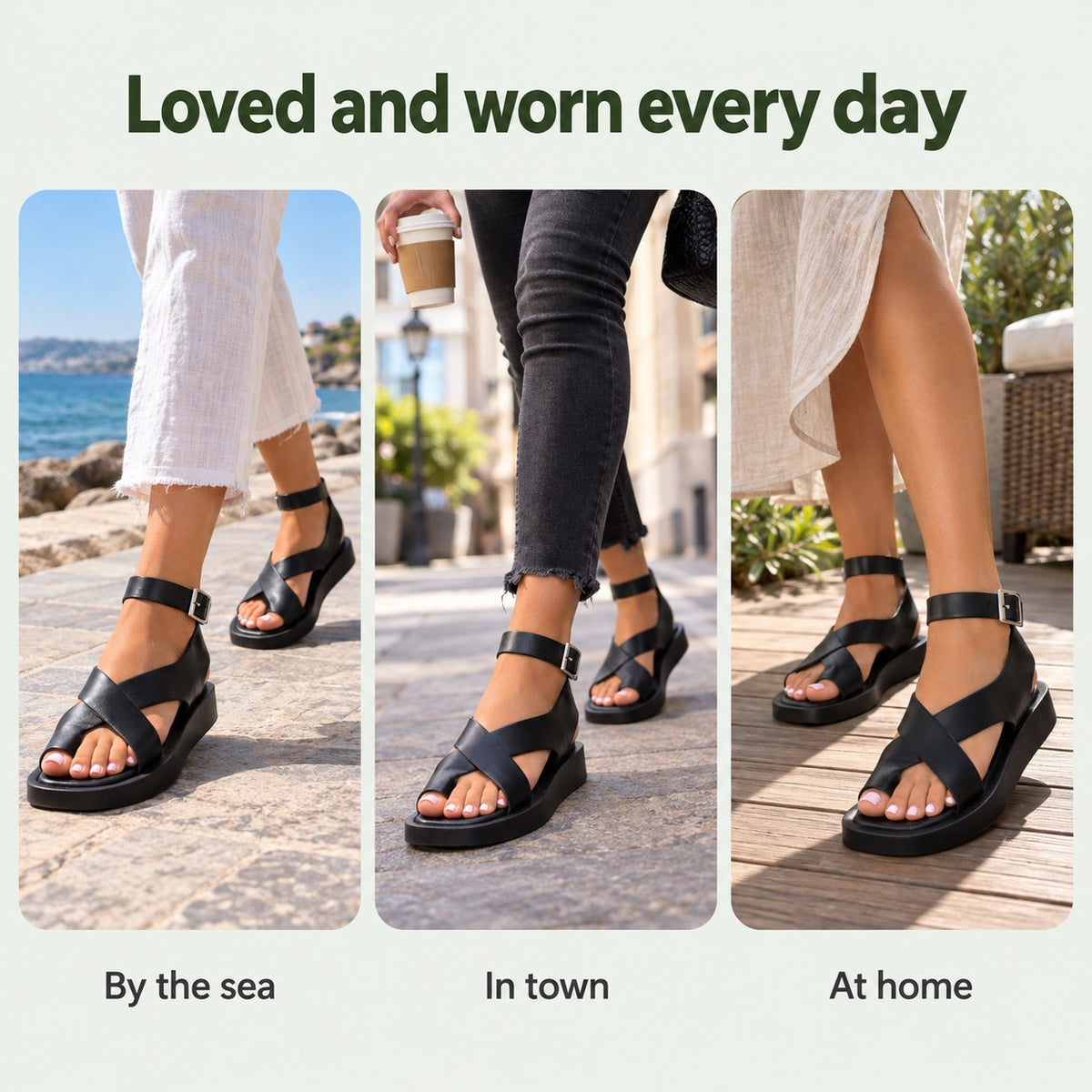 Morgan – Unisex Wide Toe Box Sandals, worn every day