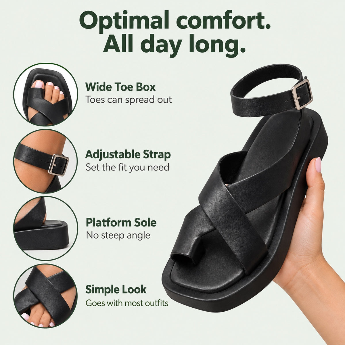 Morgan – Unisex Wide Toe Box Sandals, features