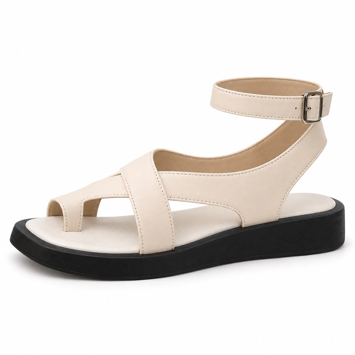 Morgan – Unisex Wide Toe Box Sandals in Beige