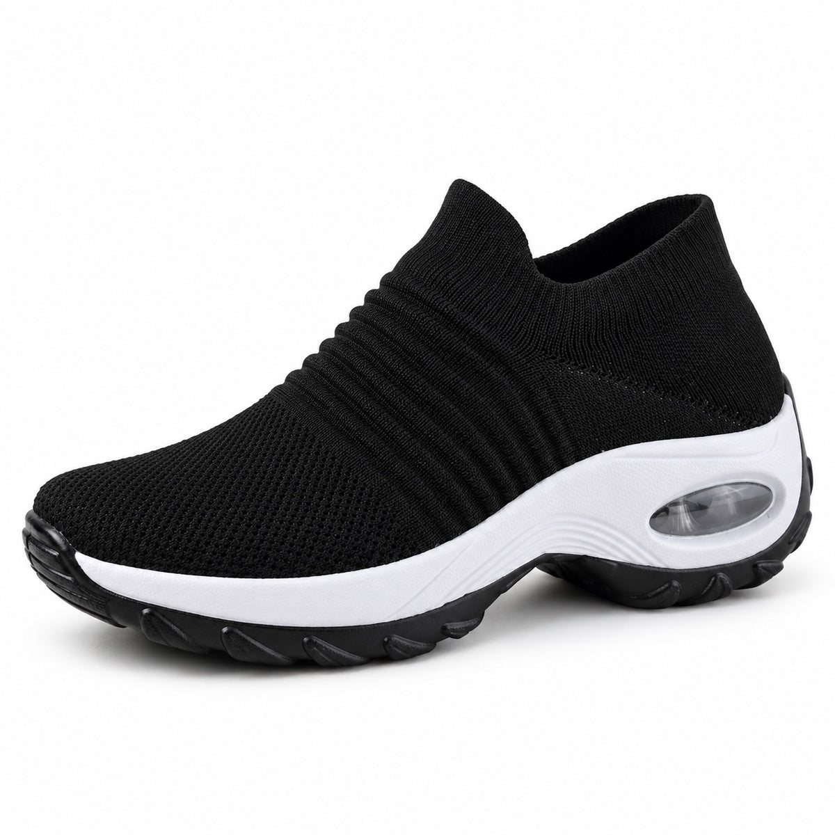 Nancy – Women's Plantar Fasciitis Shoes in Black (White Sole)
