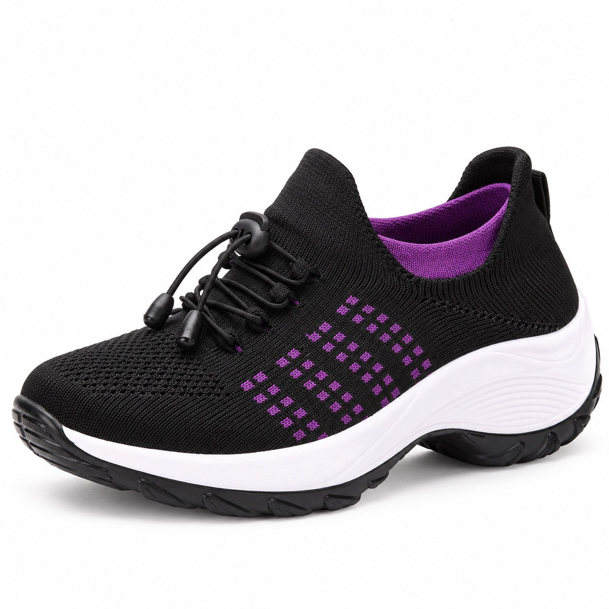Nellie – Women's Wide Toe Box Sneakers in Black Purple