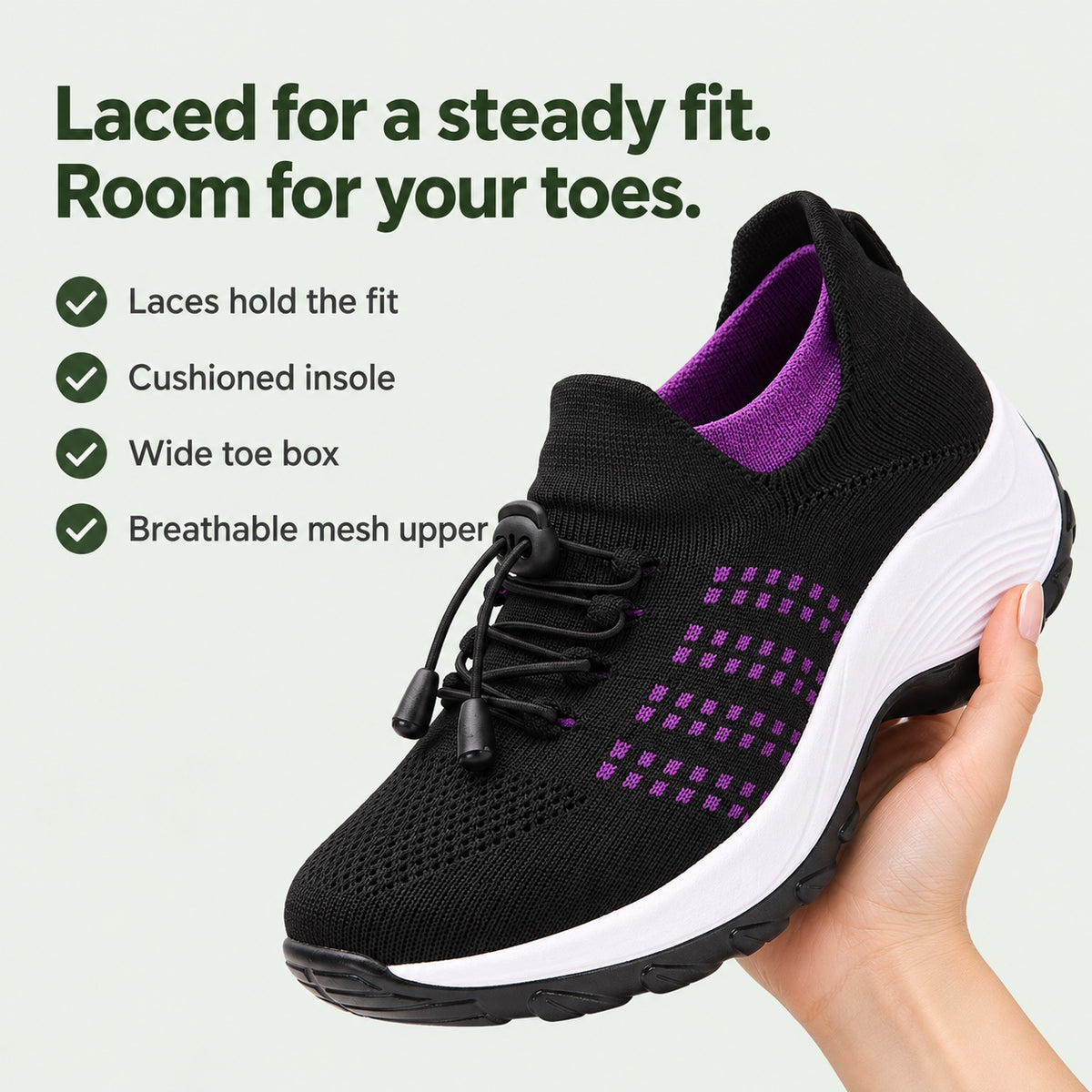 Nellie – Women's Wide Toe Box Sneakers, key benefits