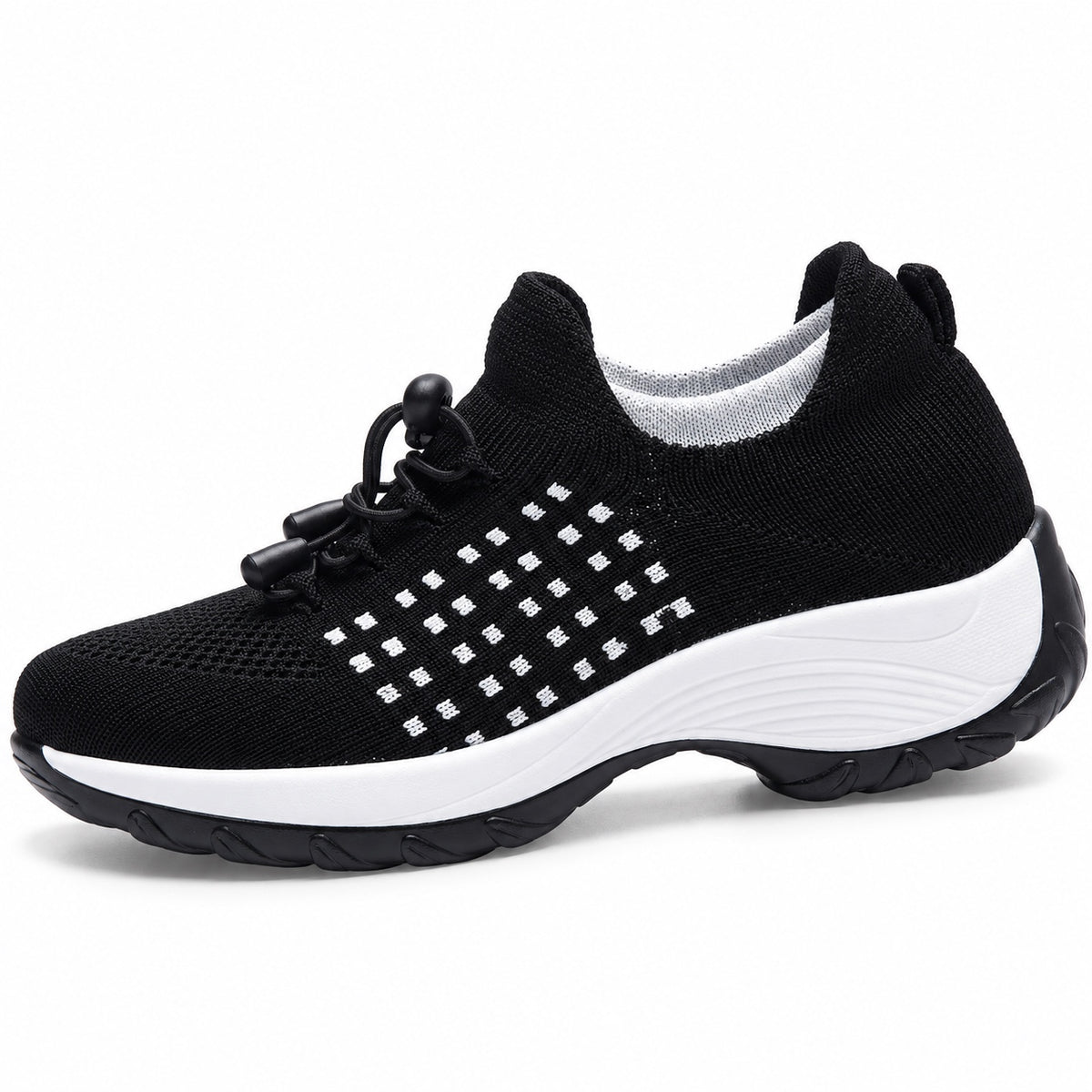 Nellie – Women's Wide Toe Box Sneakers in Black White