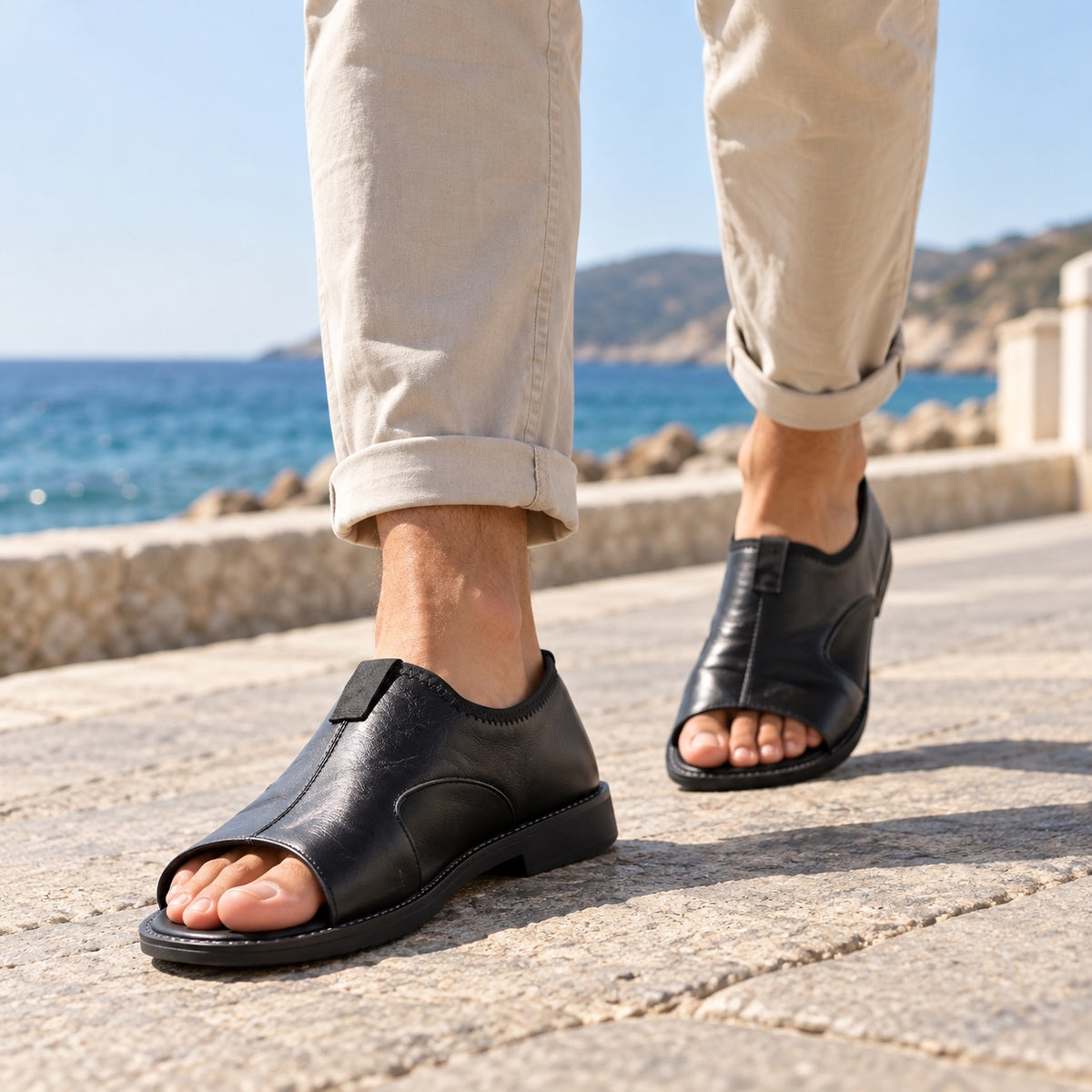 Nicholas – Men's Comfortable Sandals, worn on a walk