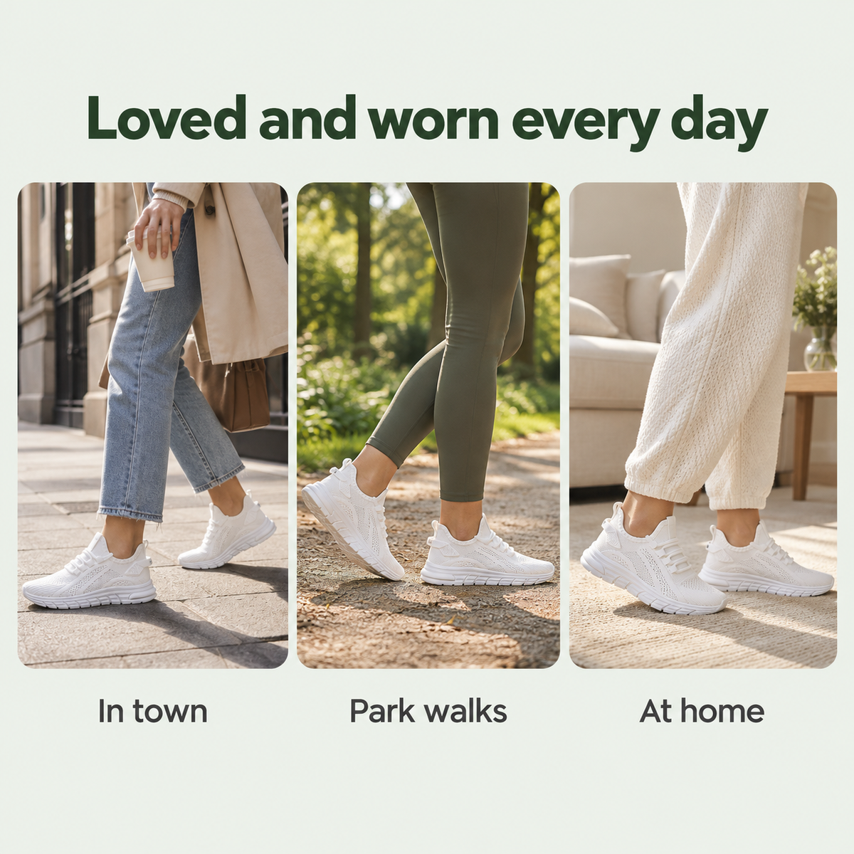 Odette – Women's Knit Walking Sneakers, worn every day