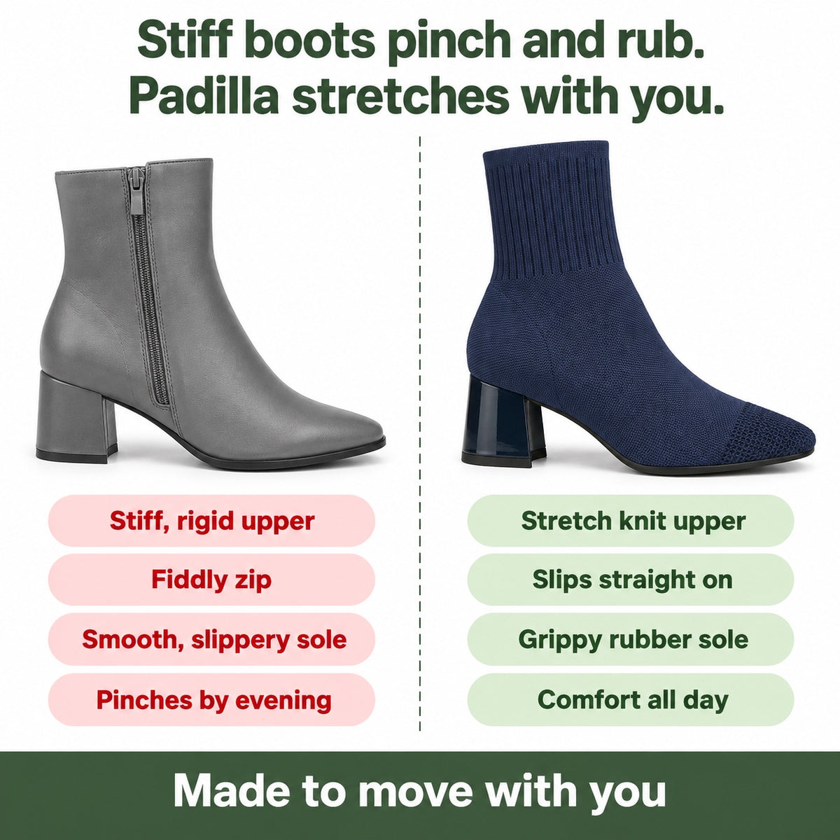 Padilla – Unisex Wide Calf Boots, compared with an ordinary shoe