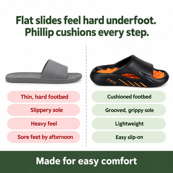 Phillip – Men's Comfortable Sandals, compared with an ordinary shoe