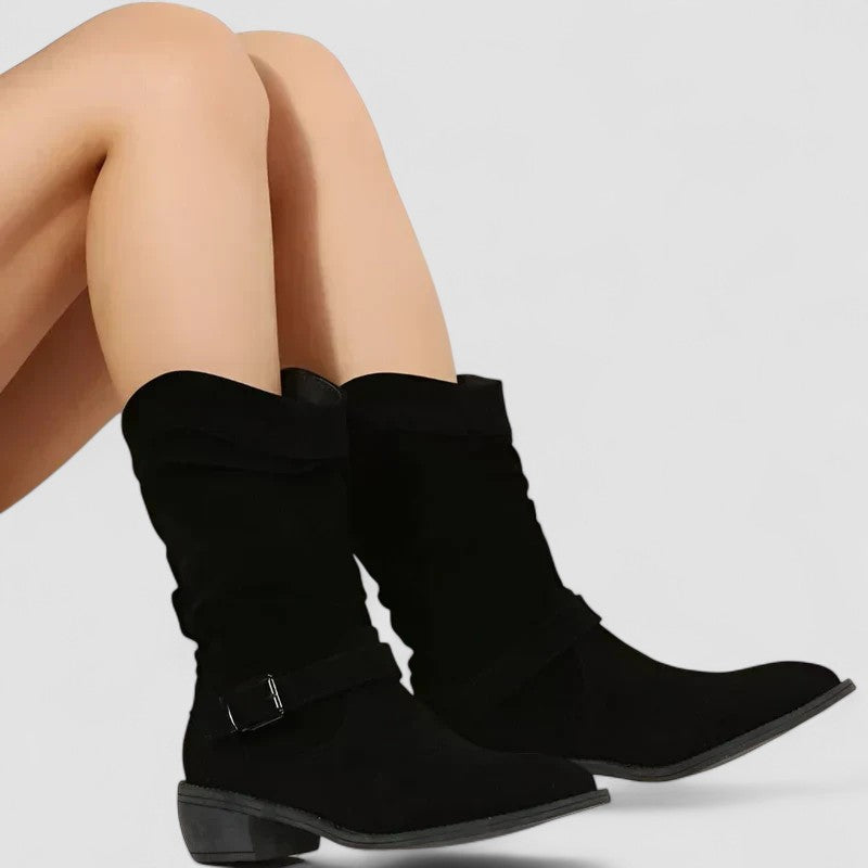 Women's Orthopedic Boots with Suede-Inspired Finish and Slouchy Fit