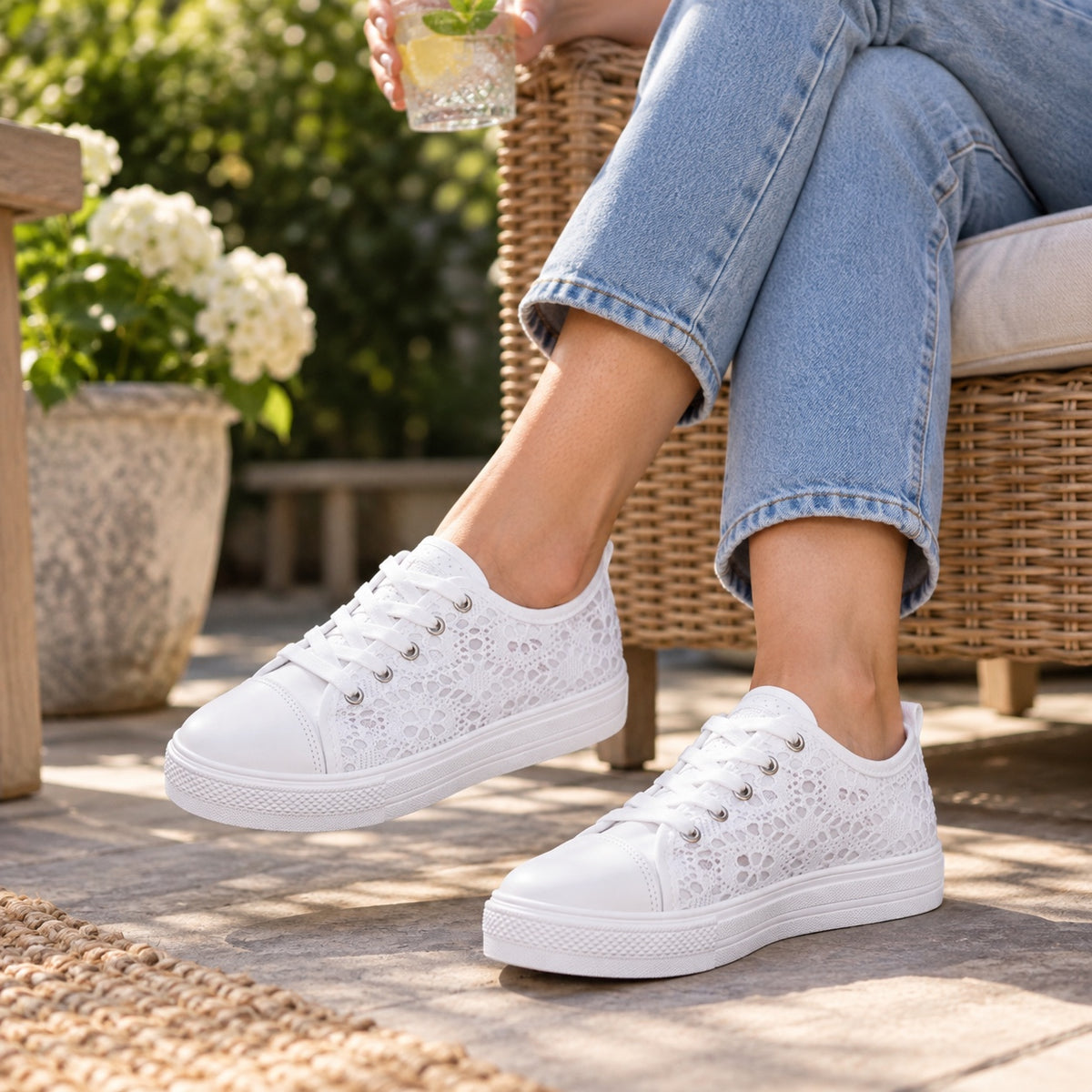 Priscilla – Women's Arch Support Sneakers, worn on a walk