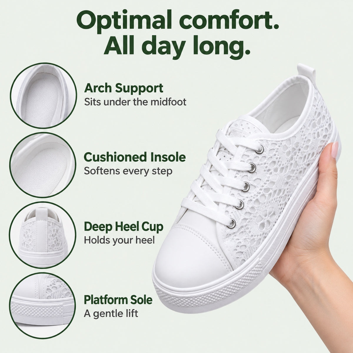 Priscilla – Women's Arch Support Sneakers, features