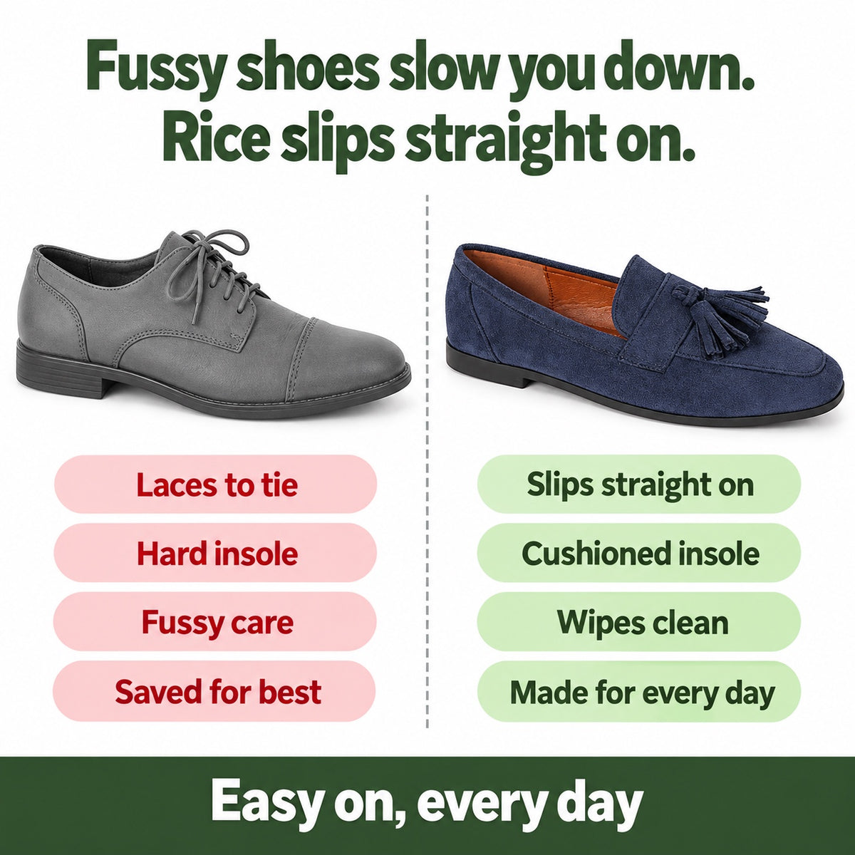 Rice – Unisex Walking Shoes, compared with an ordinary shoe