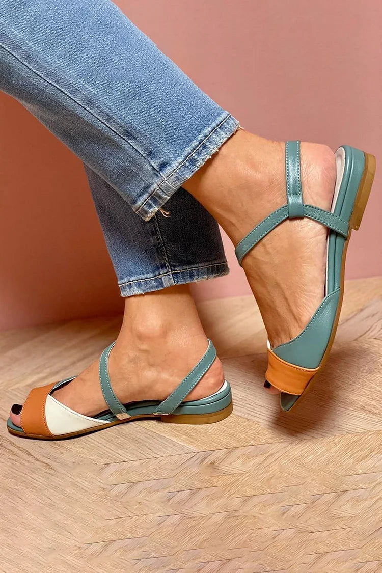 Roberta | Color Block Sandals with Ankle Strap and Open Toe