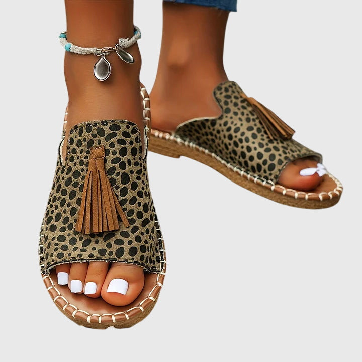 Roberta | Flat Sandals with Tassel Detail and Open Toe