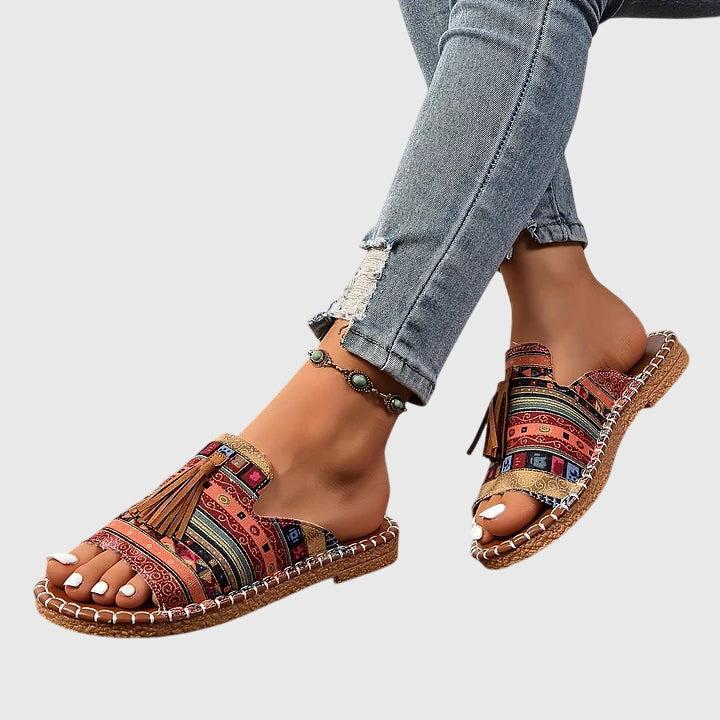 Roberta | Flat Sandals with Tassel Detail and Open Toe