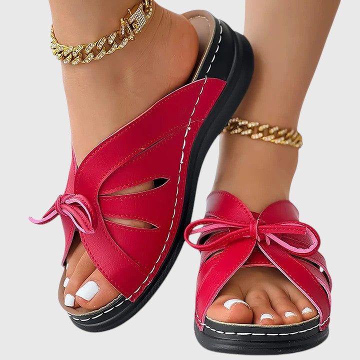 Roberta | Slip On Sandals with Bow Detail and Open Toe