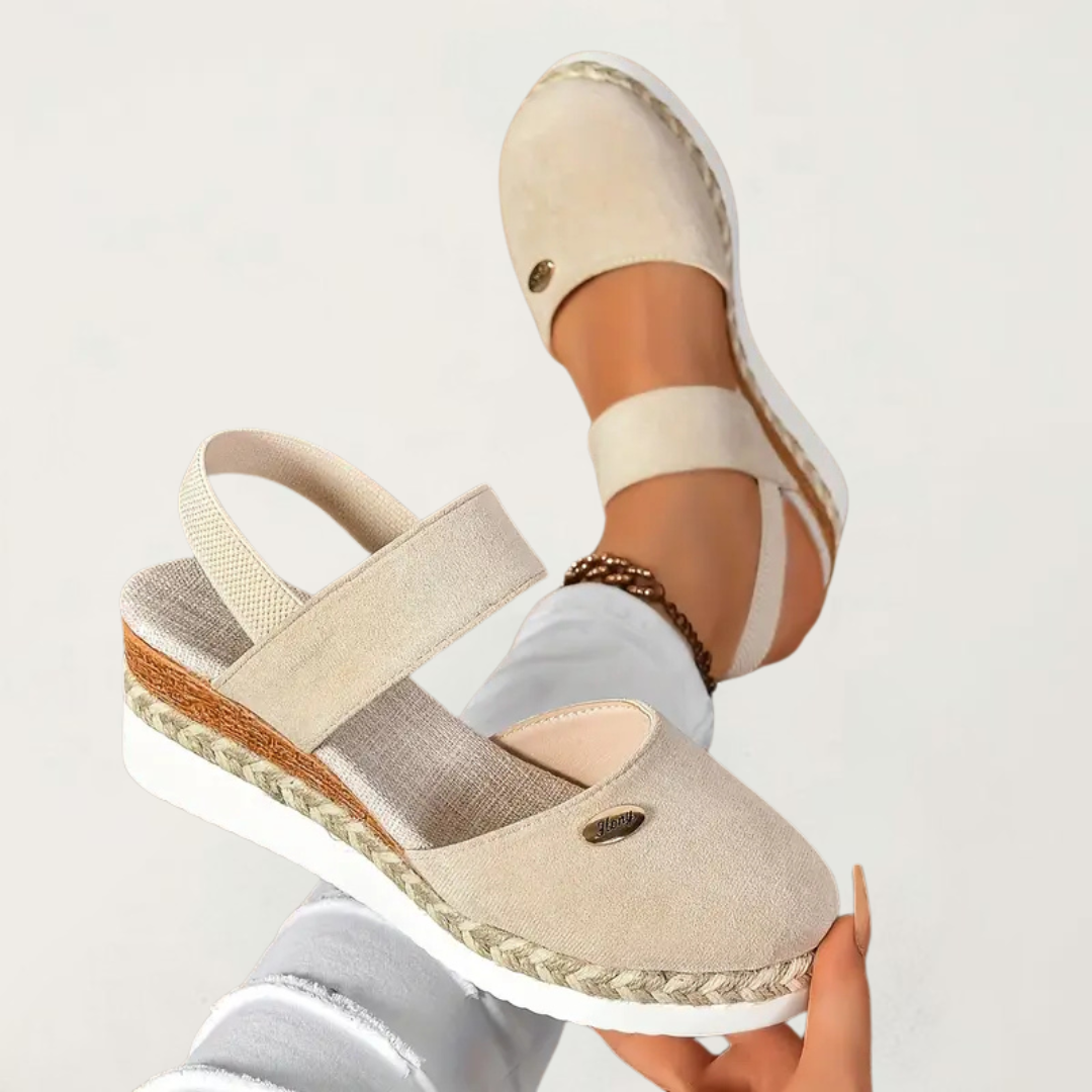 Roberta | Wedge Espadrille Sandals with Slingback and Hook and Loop Closure