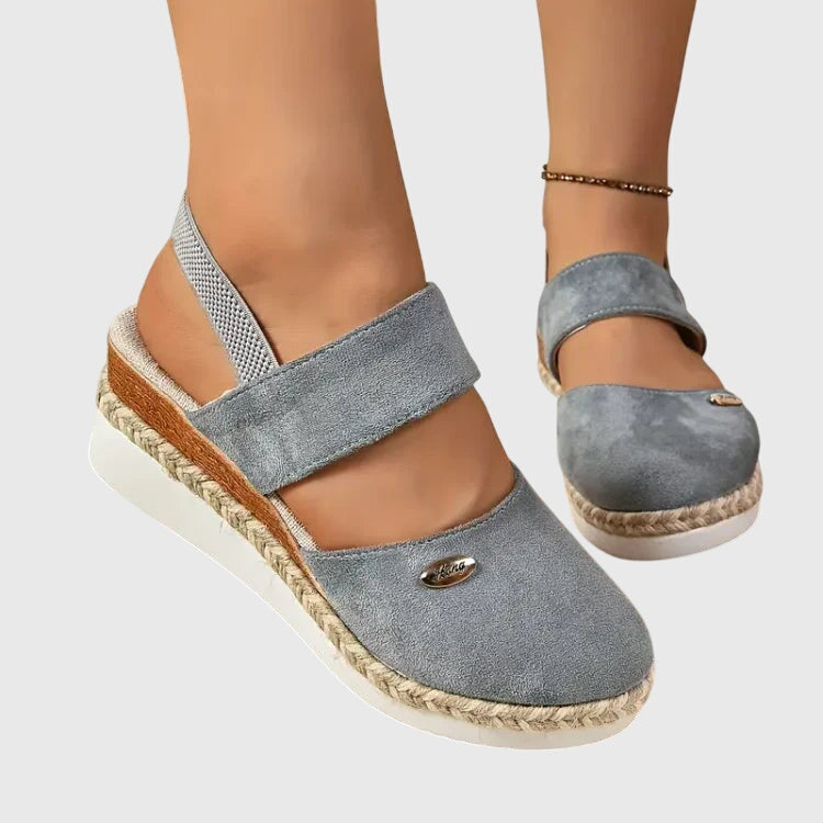Roberta | Wedge Espadrille Sandals with Slingback and Hook and Loop Closure